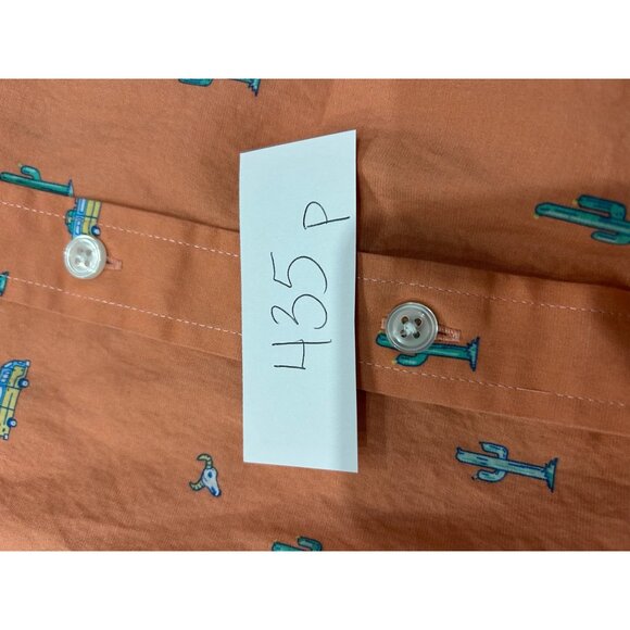 Club Room Short Sleeve Button Up Shirt Orange Sz XXL Cactus & Car Print Casual - Picture 7 of 9